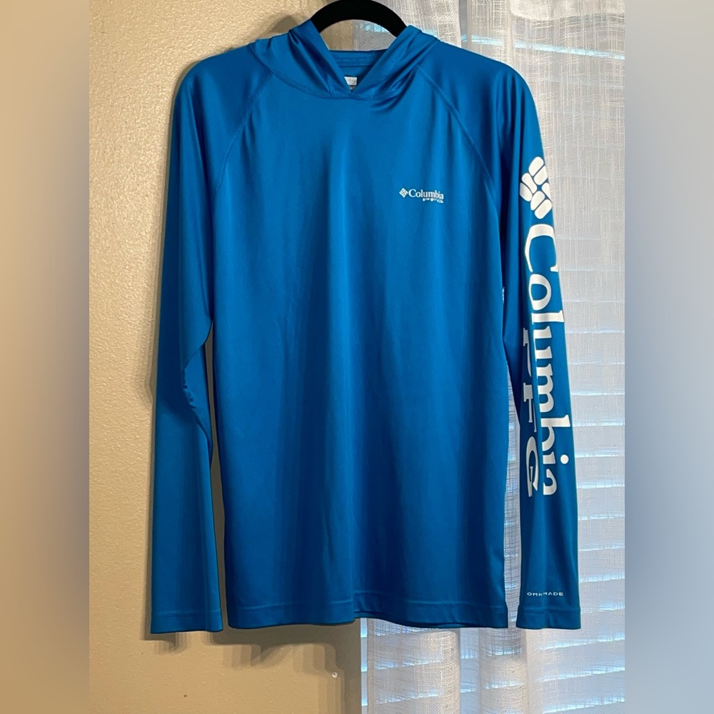 Columbia Blue Long-Sleeve Hooded Performance Shirt